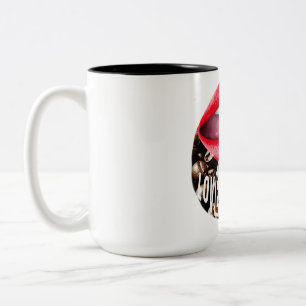 唇と舌はっきりしたを持つ赤いコーヒー ツートーンマグカップ