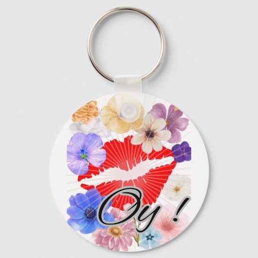 唇と花 キーホルダー (正面)