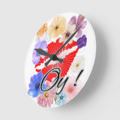 唇と花 ラウンド壁時計 (傾斜)