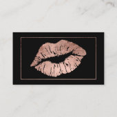 唇のばら色の金ゴールドのメーキャップアーティストフレームのタイポグラフィ 名刺 (裏面)