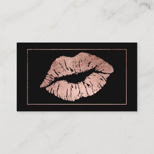 唇のばら色の金ゴールドのメーキャップアーティストフレームのタイポグラフィ 名刺 (裏面)