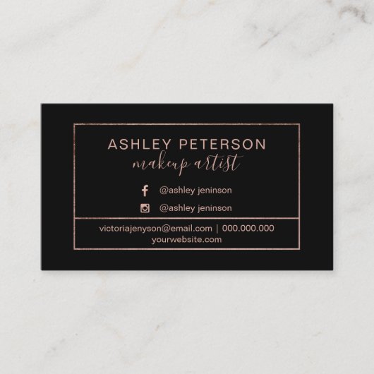 唇のばら色の金ゴールドのメーキャップアーティストフレームのタイポグラフィ 名刺 (正面)