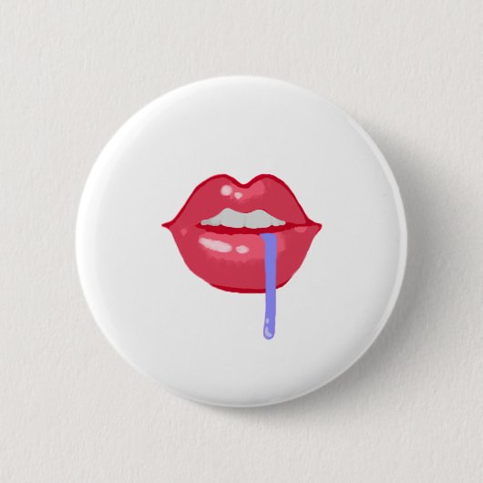 唇のよだれボタンの👄 缶バッジ (正面)