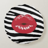 唇のキスのファッションの美しいの化粧の魅力のシマウマ ラウンドクッション (裏面)