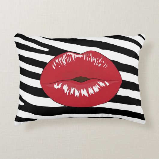 唇のキスのファッションの魅力の化粧の美しいのシマウマ アクセントクッション (正面)