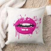 唇のキスの美しいの魅力のファッションのガーリーなピンク クッション (ブランケット)