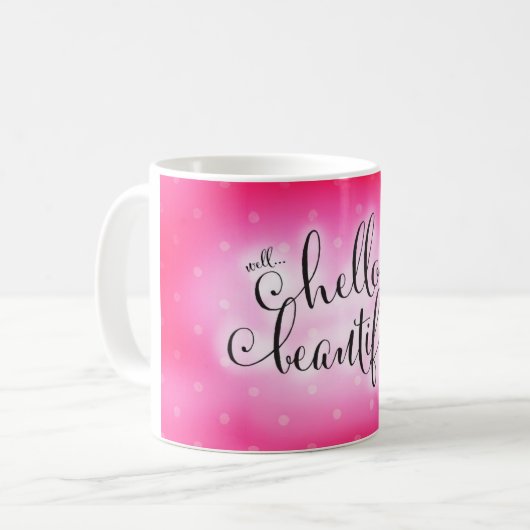 唇のコーヒー・マグとの311の井戸のこんにちは美しいピンク コーヒーマグカップ (正面左)
