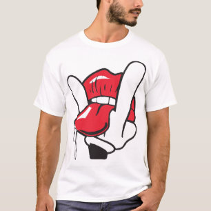 唇のスワッグのおもしろいなカッコいいCを舐める漫画手の舌 Tシャツ