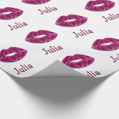 唇のパターンの中にグリッター文字を愛する ラッピングペーパー (角)