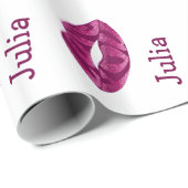 唇のパターンの中にグリッター文字を愛する ラッピングペーパー (ロールコーナー)