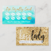 唇のロイヤリティカード-ティール（緑がかった色） ロイヤリティカード (正面/裏面)