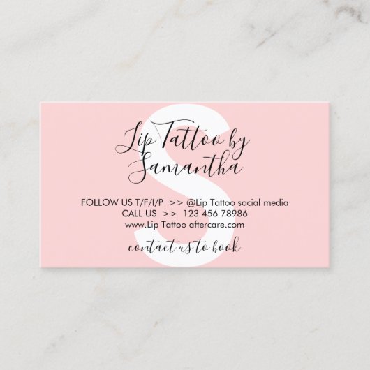 唇の入れ墨がアドバイスアフターケアを避ける 名刺 (正面)