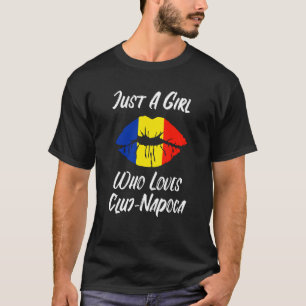 唇の口の愛ルーマニア国旗Clujナポカ Tシャツ