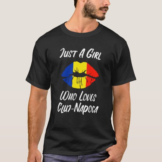 唇の口の愛ルーマニア国旗Clujナポカ Tシャツ (正面)