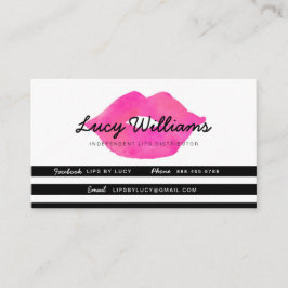 唇の名刺、黒い及び白のストライプ ロイヤリティカード