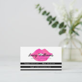 唇の名刺、黒い及び白のストライプ ロイヤリティカード (スタンド正面)