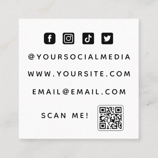 唇の噛み込み&きらめきメイクアップアーティストQrコードソーシャル スクエア名刺 (裏面)