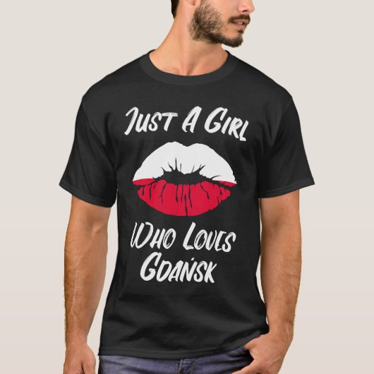 唇の愛ポーランド国旗Gdansk Tシャツ (正面)