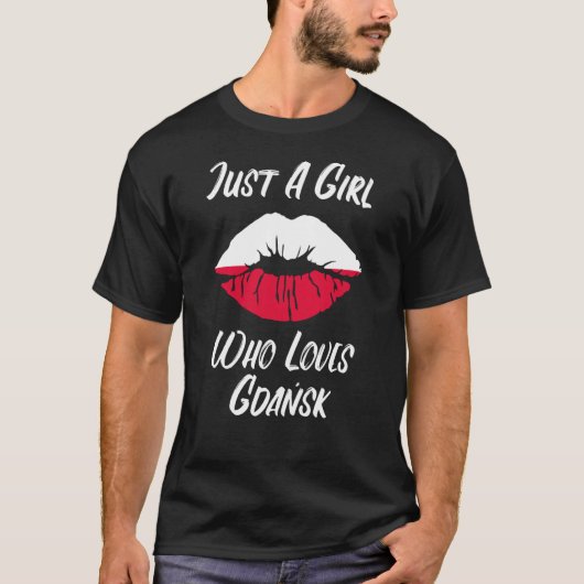 唇の愛ポーランド国旗Gdansk Tシャツ (正面)