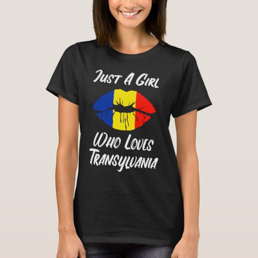 唇の愛ルーマニア国旗トランシルヴァニア Tシャツ (正面)