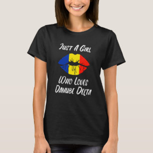 唇の愛ルーマニア国旗Danubeデルタ Tシャツ