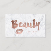 唇の美しいのモダンのばら色の金ゴールドのタイポグラフィの大理石 名刺 (正面)