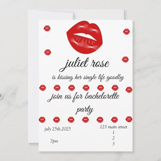 唇の花嫁パーティ 招待状 (正面)