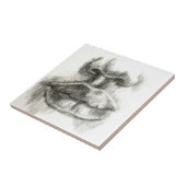 唇の鉛筆のスケッチの陶磁器の写真のタイル タイル (側面)