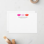 唇はっきりしたトリオ水カラー美しいホワイトフラットノート ノートカード (正面/裏面インサイチュ)