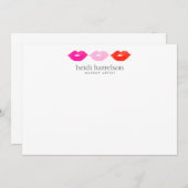 唇はっきりしたトリオ水カラー美しいホワイトフラットノート ノートカード (正面/裏面)