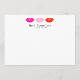 唇はっきりしたトリオ水カラー美しいホワイトフラットノート ノートカード