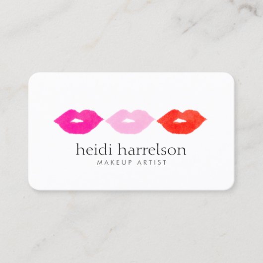 唇はっきりしたトリオ水彩化粧アーティストホワイト 名刺 (正面)