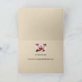 唇を舐めているハッピーバースデーのおもしろいのヨークシャーテリア犬 カード (内部)