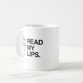 唇を読め コーヒーマグカップ (正面左)