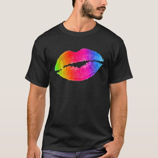 唇カラフル口紅メイク Tシャツ (正面)
