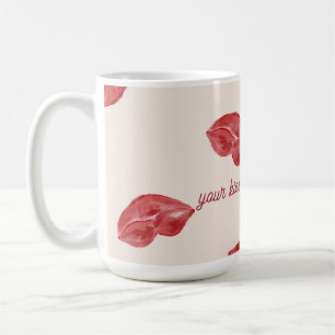 唇キスをする赤のベージュ色バレンタインデー コーヒーマグカップ