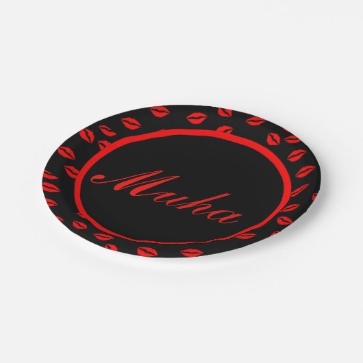 唇パターン紙皿 ペーパープレート (アングル)