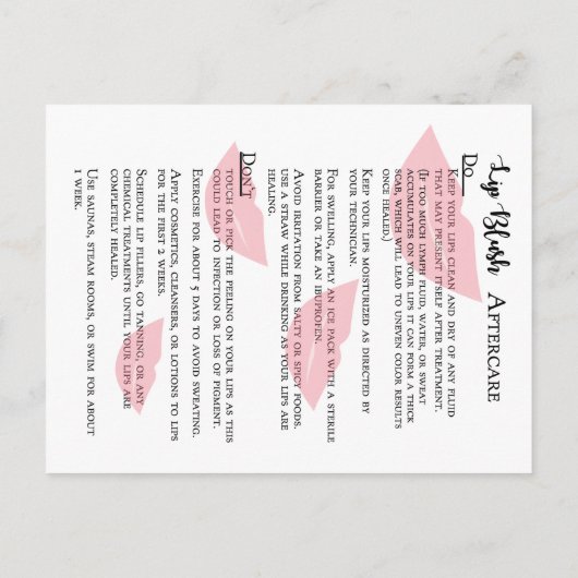 唇赤面ステージの治癒とアフターケア ポストカード (裏面)