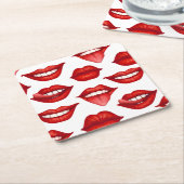 唇 スクエアペーパーコースター (アングル)