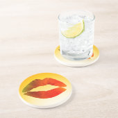 唇、セクシー口砂岩ドリンクコースター コースター (側面)