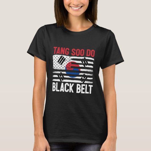唐祖堂黒帯空手戦闘機コリアン・マルティ Tシャツ (正面)