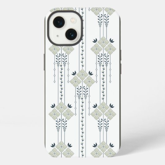 唐草の花と巻きひげ模様 iPhoneケース (裏面)