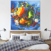 唐辛子とニンニクを使った辛い静物詩 キャンバスプリント (インサイチュ (寝室))