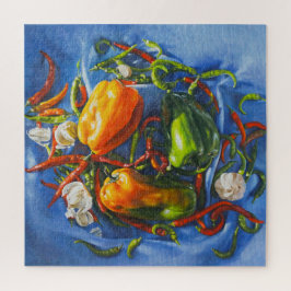 唐辛子とニンニクを使った辛い静物詩 ジグソーパズル