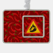 唐辛子の危険信号 シルバープレートフレームオーナメント (正面)