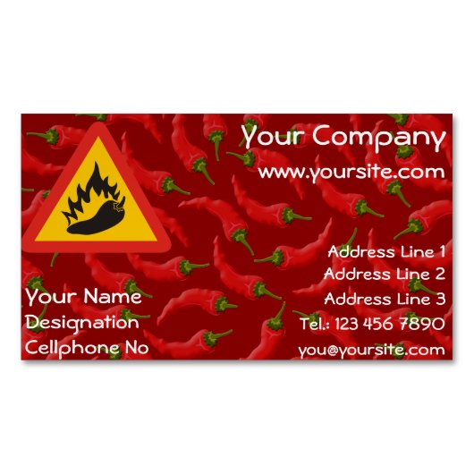 唐辛子の危険信号 マグネット名刺 (正面)