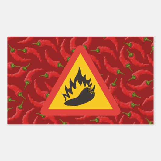 唐辛子の危険信号 長方形シール (正面)