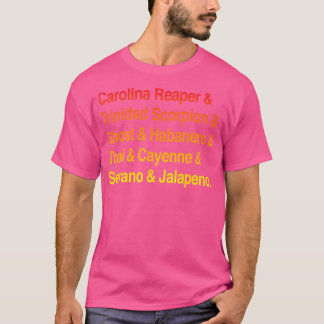 唐辛子の名前ホットリストタイプ Tシャツ