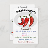 唐辛子の漫画イラスト 招待状 (正面/裏面)