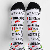 唐辛子の炎の熱いチリ模様 ソックス (上部)